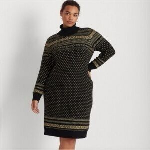 LAUREN RALPH LAUREN FAIR ISLE TURTLENECK SWEATER DRESS XL